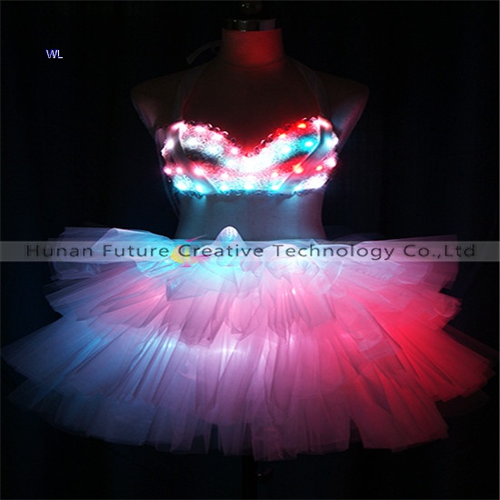 TC-0214 Full color LED bikini guaze dress performance costume