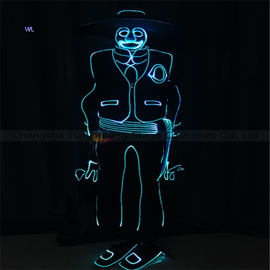 TC-0199 full color LED fiber optic tron dance jumpsuit