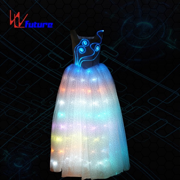 WL-049 遥控可编程 光纤和LED公主派对长裙 LED发光舞蹈表演服 LED婚纱礼服 女式发光连衣裙