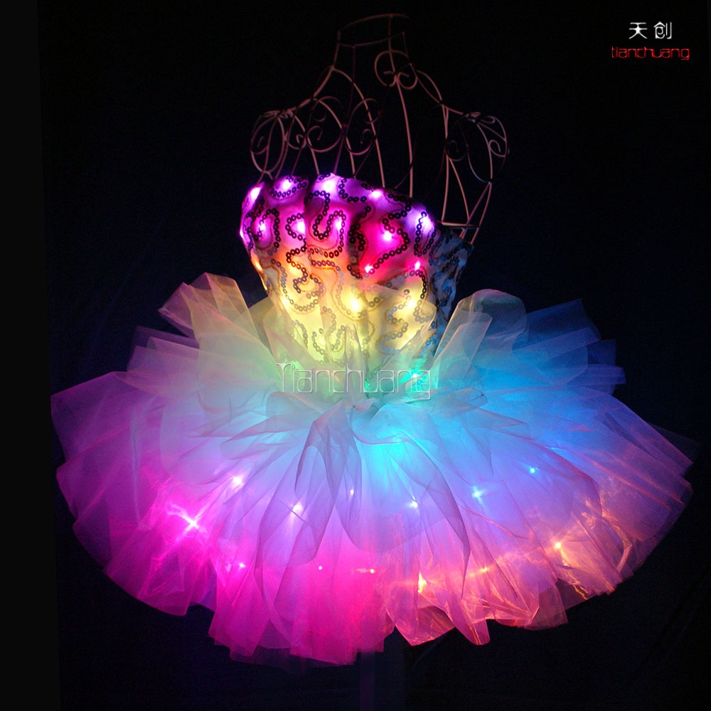 TC-0143 LED light-up flower bra skirt Tutu dress