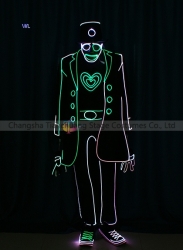 TC-0195 full color LED fiber optic tron dance jumpsuit