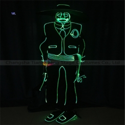 TC-0199 full color LED fiber optic tron dance jumpsuit