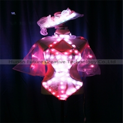 TC-0213 Full color LED bikini gauze  dress with headgear performance costume