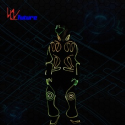 WL-0251 wireless control Fiber Optic Light boys group dance costumes performance wear glow in the dark dresses LED Suits