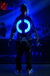WL-0252 remote control programmable Fiber Optic & LED Tron Costume Luminous Clothing Team Tron Dance Costume with LED Hair