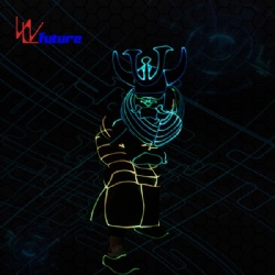 WL-0242 wireless control Fiber Optic Tron Dance Costumes with mask LED mythology figure Ox devil Dance costume