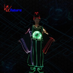 WL-0241 Fiber Optic & LED Chinese Traditional champion clothes + hat/shoe LED Dance Costumes LED Traditional Groom suit Performance wear