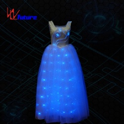 WL-049 remote control programmable Optic Fiber & LED Princess Party Long Dress LED light up Dance Costumes wedding dress girls dresses