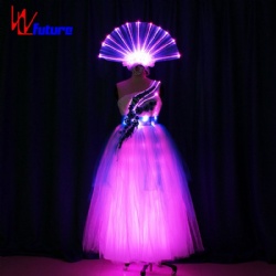 WL-0174 wireless control Full Color LED Long Dance Dress with headwear Party Dress girls dresses LED Wedding Dress LED Dance Costume